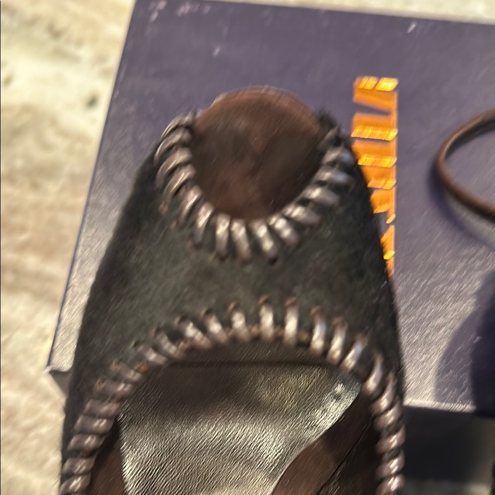 Rare Vintage Y2K Le Silla Pony Hair Studded Peep Toe Wedge - Size 8 - Picture 7 of 8